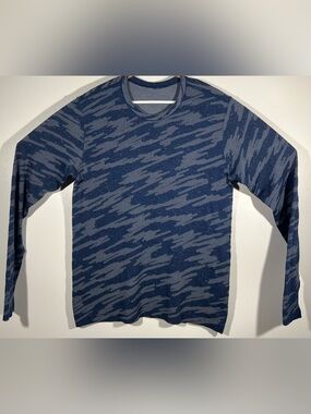 Lululemon Metal Vent Breathe Long Sleeve Shirt Blue Gray Scatter Surface Camo M